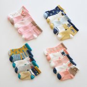 5双装春季新款卡通儿童袜子 精梳棉男女童中筒袜3-5岁